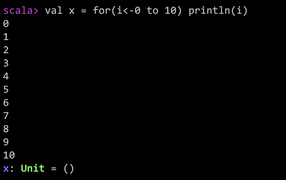 Scala loop value